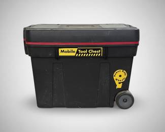 Black Rolling Tool Chest with Red Trim and Yellow Decals