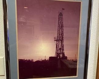 Framed Photograph of an Oil Derrick