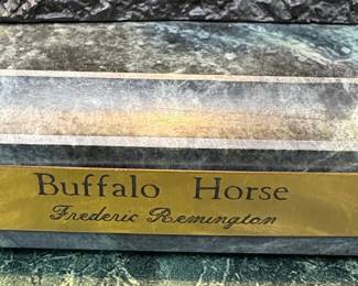 Buffalo Horse Bronze Sculpture After Frederic Remington