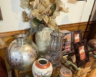 Pair of Japanese Satsuma Vases and other decor items