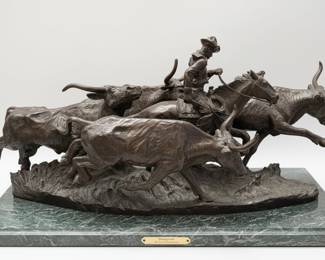 After Frederic Remington "Stampede" Bronze Sculpture