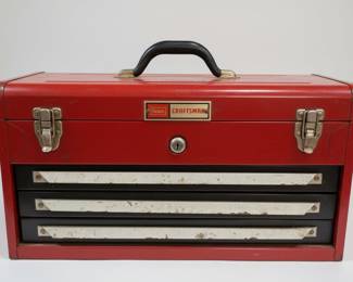 Vintage Sears Craftsman 3-Drawer Red Metal Toolbox