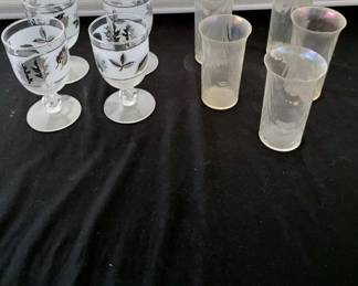 Libbey Silver Foliage Goblets  Iridescent Glasses