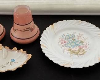 Glass Lamp Shades, Candy Dish, Plate  Spoon
