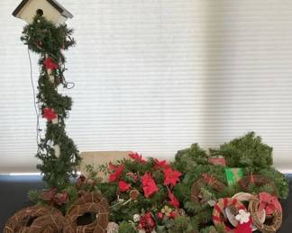 Garland, Wreaths,  Holiday Cardinal Birdhouse