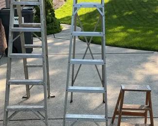 2 Ladders  wooden step ladder