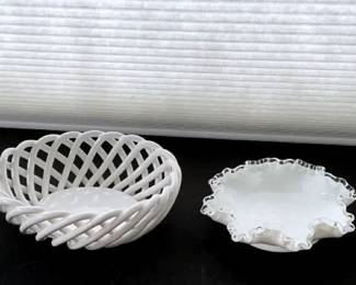 White Milk Glass Bowls  Vases
