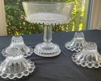 Anchor Hocking Boopie Candle Holders  EAPG Compote