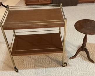 MidCentury Bar Cart  Pedestal Side Table