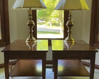Bassett End Tables  Brass Lamps