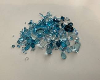 Blue topaz and aquamarine melange lot 386 + karats