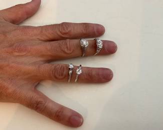 18k and platinum estate engagement rings, reconditioned