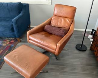 Leather chair and ottoman