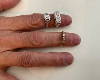 White gold and diamond engagement or other rings