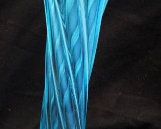 ANTIQUE NORTHWOOD GLASS OPALESCENT SWIRL DIAMOND POINT SWUNG VASE, 12in