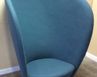 HIGHTOWER SHELTER LOUNGE CHAIR, PRIVACY SEAT DESIGNED BY DANISH STUDIO BUSK + HERTZOG. THE WRAPPED SHELL DESIGN PROVIDES ACOUSTIC BOUNDARIES, 52in HEIGHT NO SHIPPING PICKUP ONLY