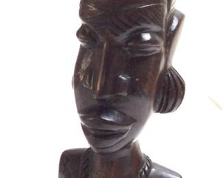 VTG.HAND CARVED WEST AFRICAN FEMALE BUST SCULPTURE FULANI TRIBE, AFRICAN BLACKWOOD, 10in