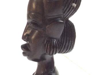 VTG.HAND CARVED WEST AFRICAN FEMALE BUST SCULPTURE FULANI TRIBE, AFRICAN BLACKWOOD, 10in