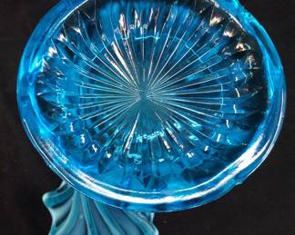 ANTIQUE NORTHWOOD GLASS OPALESCENT SWIRL DIAMOND POINT SWUNG VASE, 12in