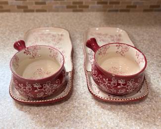 Pair of temptation, coffee, mugs, and trays