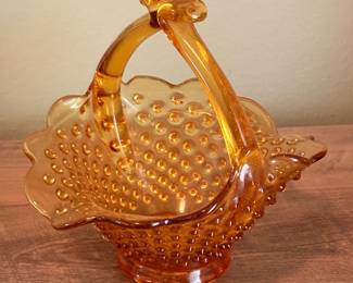 Amber Hobnail basket