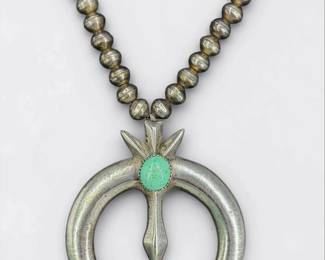 Vintage Navajo Naja Silver & Turquoise Necklace