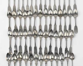Assorted Antique Fiddle Pattern Silver Spoons
