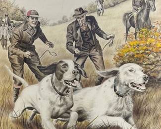 George Connelly “Hunting Dogs” Watercolor on Paper