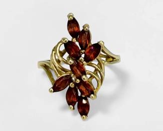 14K Gold Garnet Cocktail Ring
