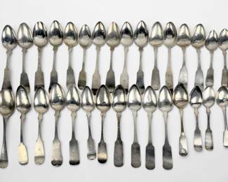Assortment Of Antique Silver Serving & Table Spoons