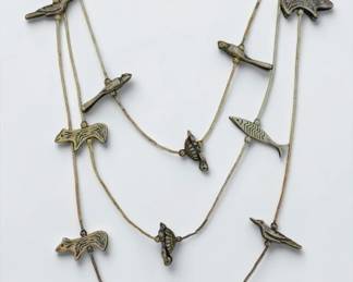 Vintage Silver Native American 3 Strand Fetish Necklace
