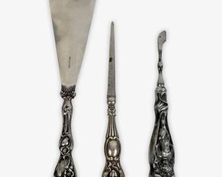 (3) Art Nouveau Sterling Handled Tools