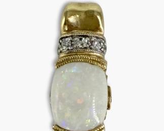 14K Gold, Opal, Diamond & Pink Garnet Pendant