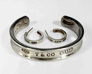 Tiffany & Co 1837 Sterling Cuff Bracelet & Earrings