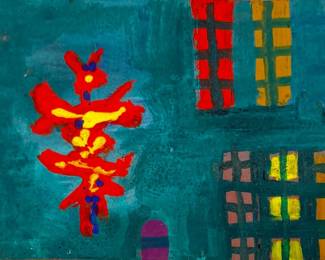 Irving Lehman “City Lights” Acrylic on Board