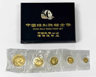 1987 Chinese Gold Panda Proof Set – Complete 5-Coin Set