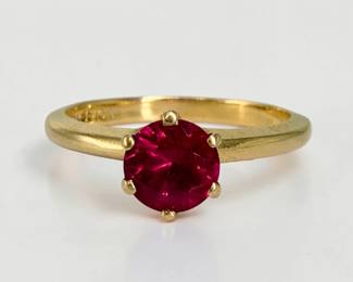 10K Gold & Synthetic Ruby Ladies Ring