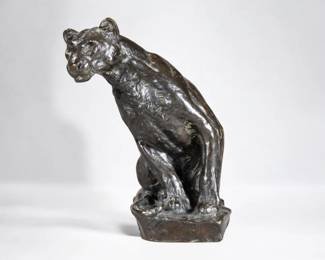 Roger Godchaux “Lionne A L'Affut” Bronze Sculpture