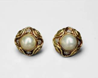 14K Gold & Mabe Pearl Earrings