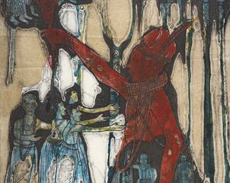 Bruce Onobrakpeya “Oba Aika I (Brown Base)” Print