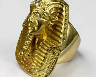 14K Yellow Gold & Diamond Pharaoh Ring