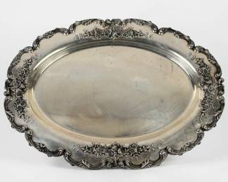 20" Floral Sterling Silver Serving Tray