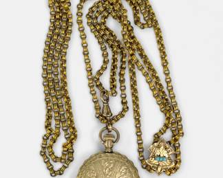 Vintage Waltham Gold Plated Pocket Watch & Fob