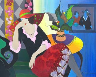 Itzchak Tarkay “Charming Memories” Embellished Serigraph on Canvas