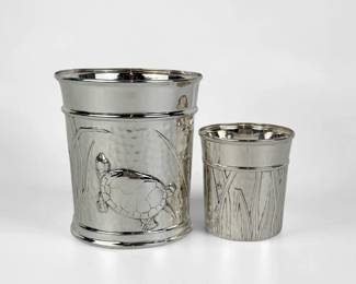 Tiffany & Co Sterling "Cattails" Bar Set Cups