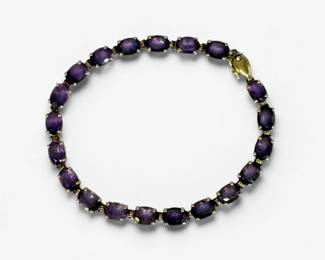 10K Gold Amethyst Tennis Bracelet