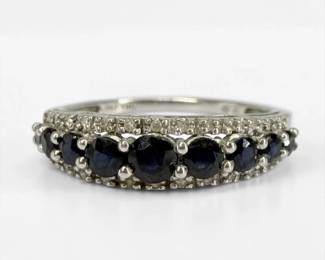 14K White Gold & Sapphire Ring