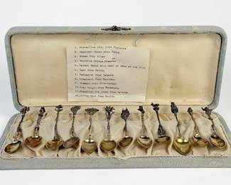 Vintage Set of European Collectible Silver Spoons