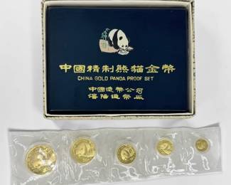 1987 Chinese Gold Panda Proof Set – Complete 5-Coin Set