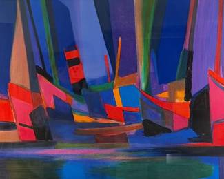 Marcel Mouly “Dans le Port” Lithograph on Paper